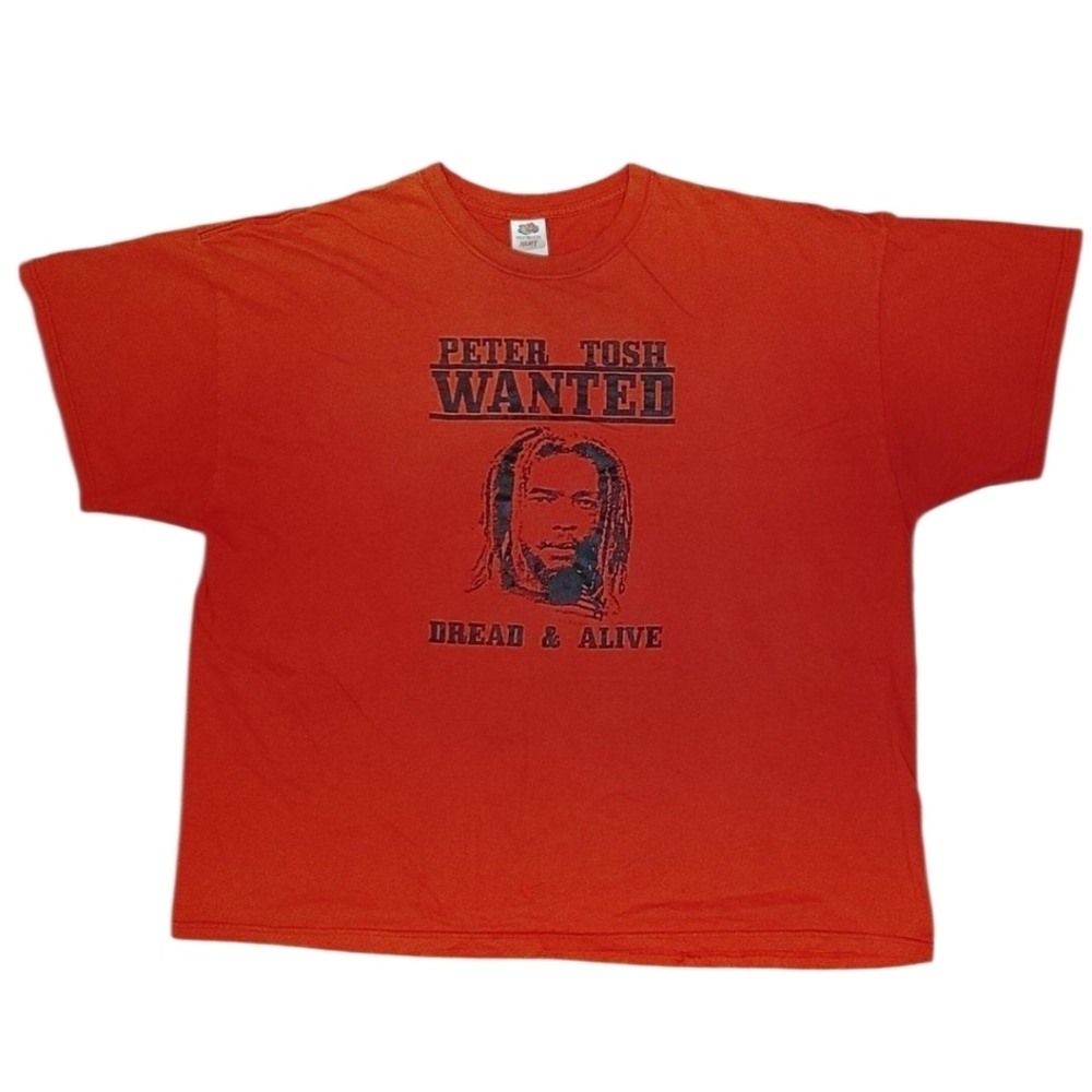 Vintage Y2K Peter Tosh Wanted Dread or Alive T-Shirt Fruit of the Loom 3XL
